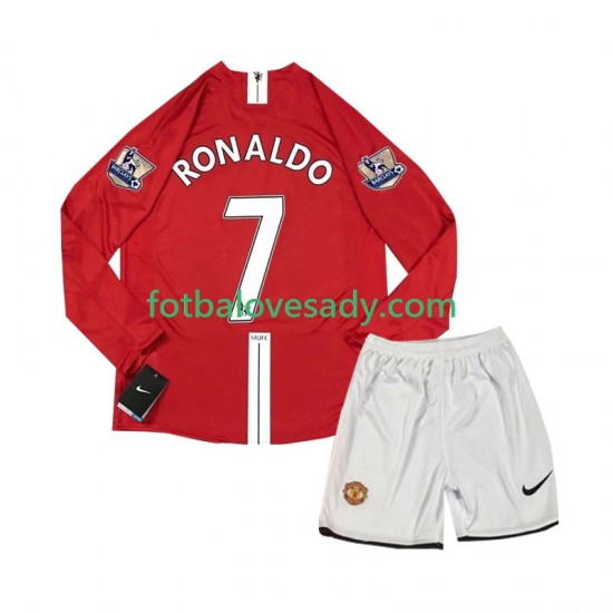Manchester United Retro Cristiano Ronaldo 7 2007 Děti Fotbalový dres Domácí Dlouhý rukáv