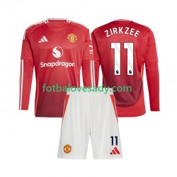 Manchester United Joshua Zirkzee 11 Děti Fotbalový dres Domácí 2024-2025 Dlouhý rukáv