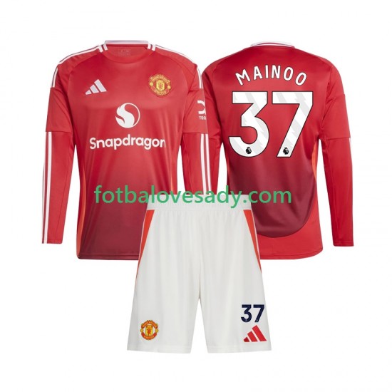 Manchester United Kobbie Mainoo 37 Děti Fotbalový dres Domácí 2024-2025 Dlouhý rukáv