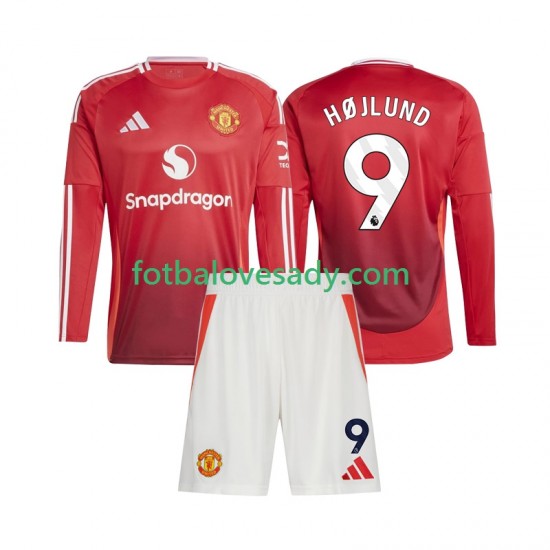 Manchester United Rasmus Hojlund 9 Děti Fotbalový dres Domácí 2024-2025 Dlouhý rukáv
