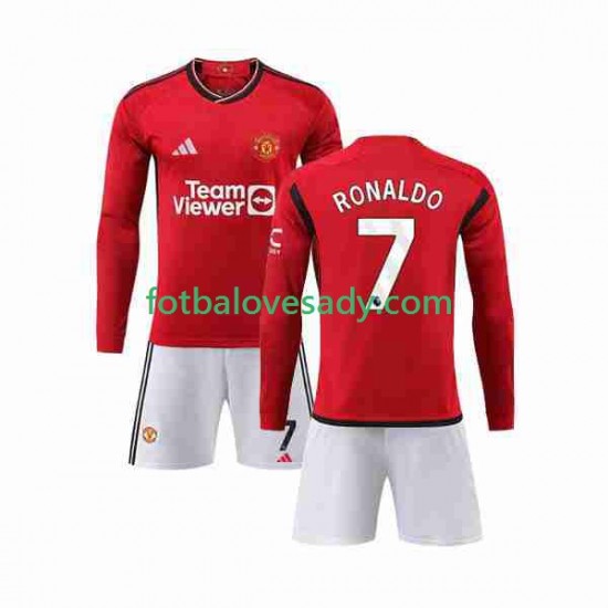 Manchester United Ronaldo 7 Děti Fotbalový dres Domácí 2023-2024 Dlouhý rukáv