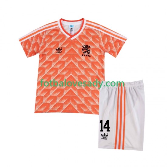 Nizozemsko Retro Cruyff 14 1988 Děti Fotbalový dres Domácí Krátký rukáv