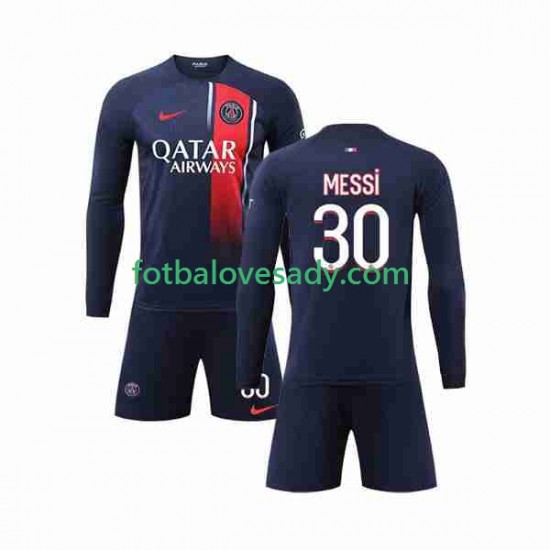 Paris Saint-Germain Lionel Messi 30 Děti Fotbalový dres Domácí 2023-2024 Dlouhý rukáv