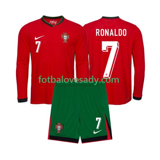 Portugalsko Ronaldo 7 Děti Fotbalový dres Domácí Euro 2024 Dlouhý rukáv