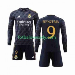 Real Madrid Benzema 9 Děti Fotbalový dres Venkovní 2023-2024 Dlouhý rukáv