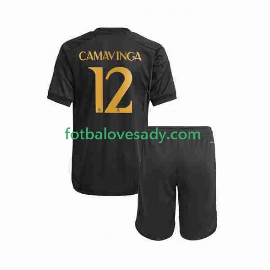 Real Madrid Eduardo Camavinga 12 Děti Fotbalový dres Třetí 2023-2024 Krátký rukáv