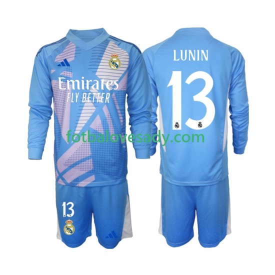 Real Madrid Brankář Andriy Lunin 13 Děti Fotbalový dres Domácí 2024-2025 Dlouhý rukáv