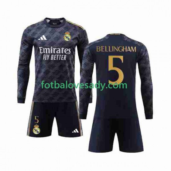 Real Madrid Jude Bellingham 5 Děti Fotbalový dres Venkovní 2023-2024 Dlouhý rukáv