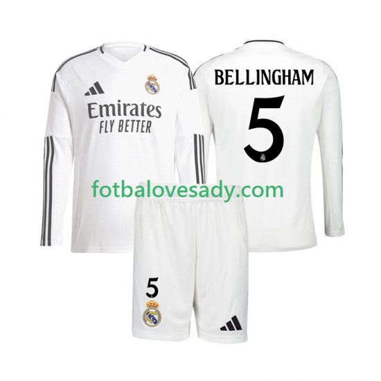 Real Madrid Jude Bellingham 5 Děti Fotbalový dres Domácí 2024-2025 Dlouhý rukáv