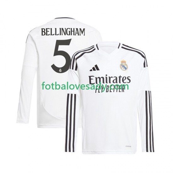Real Madrid Bílý Jude Bellingham 5 Muži Fotbalový dres Domácí 2024-2025 Dlouhý rukáv