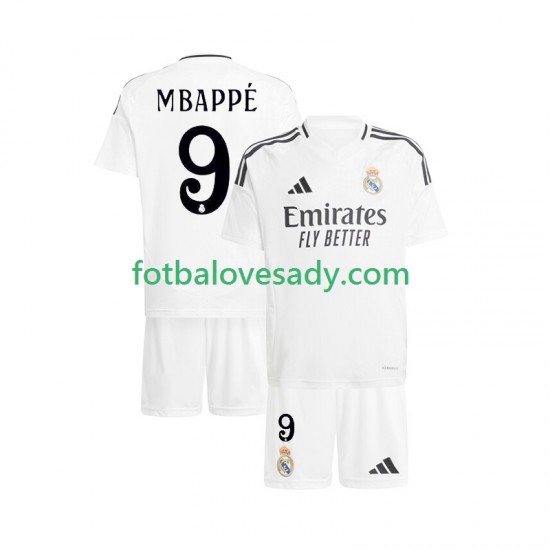 Real Madrid Bílý Kylian Mbappe 9 Děti Fotbalový dres Domácí 2024-2025 Krátký rukáv
