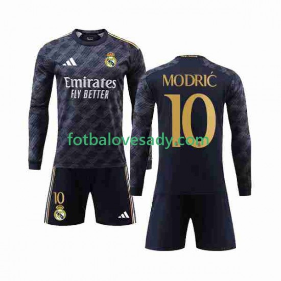 Real Madrid Luka Modric 10 Děti Fotbalový dres Venkovní 2023-2024 Dlouhý rukáv