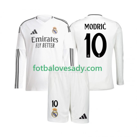 Real Madrid Luka Modric 10 Děti Fotbalový dres Domácí 2024-2025 Dlouhý rukáv