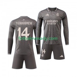 Real Madrid Tchouameni 14 Děti Fotbalový dres Venkovní 2024-2025 Dlouhý rukáv