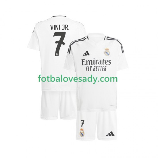 Real Madrid Bílý Vinicius Junior 7 Děti Fotbalový dres Domácí 2024-2025 Krátký rukáv