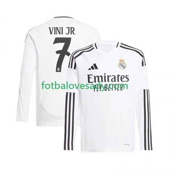 Real Madrid Bílý Vinicius Junior 7 Muži Fotbalový dres Domácí 2024-2025 Dlouhý rukáv