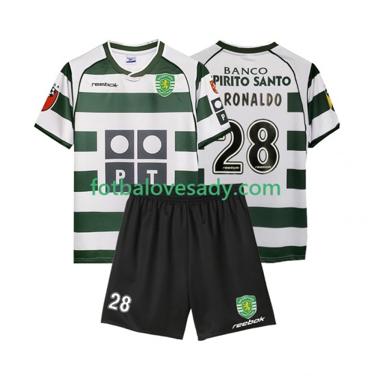 Sporting CP Retro Cristiano Ronaldo 28 2001 2003 Děti Fotbalový dres Domácí Krátký rukáv