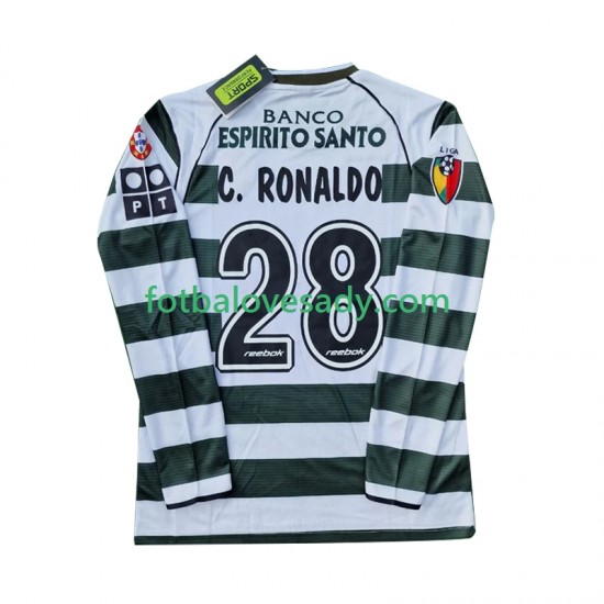 Sporting CP Retro Cristiano Ronaldo 28 2001 2003 Muži Fotbalový dres Domácí Dlouhý rukáv