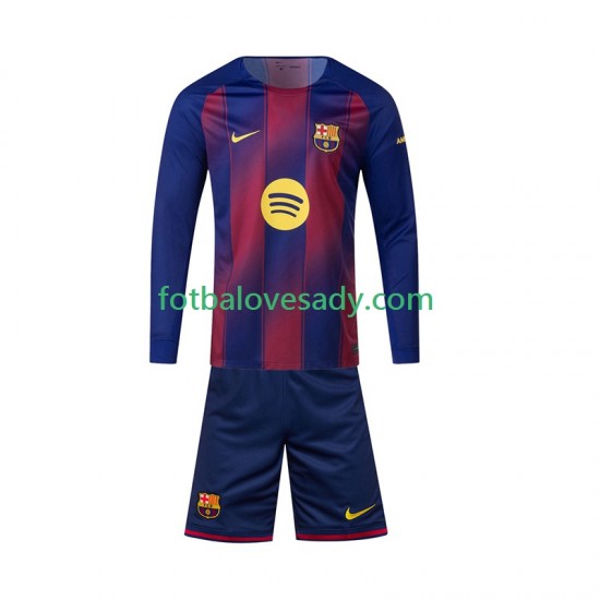 FC Barcelona Děti Fotbalový dres Domácí 2025-2026 Dlouhý rukáv