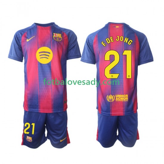 FC Barcelona Frenkie de Jong 21 Děti Fotbalový dres Domácí 2025-2026 Krátký rukáv