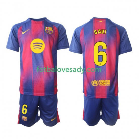 FC Barcelona Gavi 6 Děti Fotbalový dres Domácí 2025-2026 Krátký rukáv
