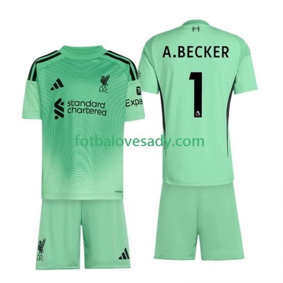 Liverpool Brankář Alisson Becker 1 Děti Fotbalový dres Domácí 2025-2026 Krátký rukáv