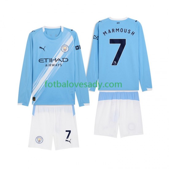 Manchester City Omar Marmoush 7 Děti Fotbalový dres Domácí 2025-2026 Dlouhý rukáv