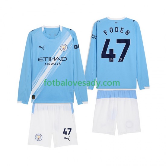 Manchester City Phil Foden 47 Děti Fotbalový dres Domácí 2025-2026 Dlouhý rukáv