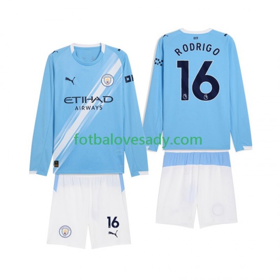 Manchester City Rodrigo Hernandez 16 Děti Fotbalový dres Domácí 2025-2026 Dlouhý rukáv