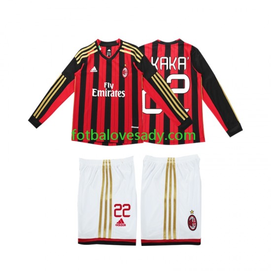 AC Milán Retro Kaka 22 2013 2014 Děti Fotbalový dres Domácí Dlouhý rukáv