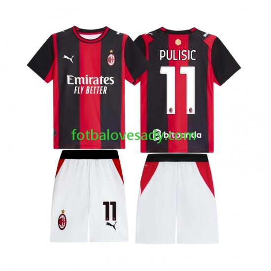 AC Milán Pulisic 11 Děti Fotbalový dres Domácí 2026-2027 Krátký rukáv