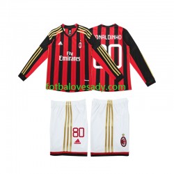 AC Milán Retro RONALDINHO 80 2013 2014 Děti Fotbalový dres Domácí Dlouhý rukáv