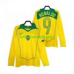 Brazílie Retro RONALDO 9 2004 Muži Fotbalový dres Domácí Dlouhý rukáv
