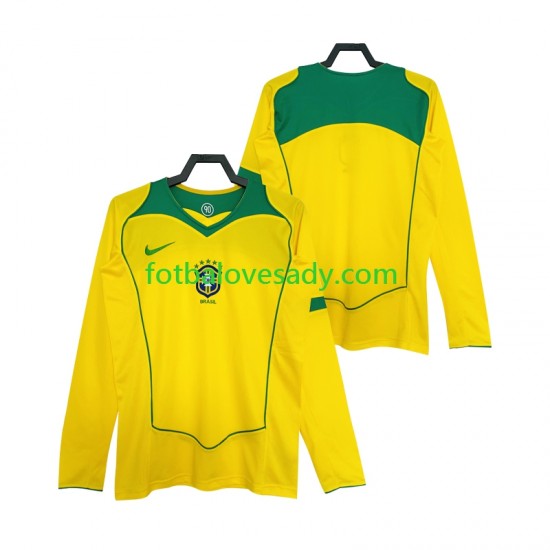 Brazílie Retro 2004 Muži Fotbalový dres Domácí Dlouhý rukáv