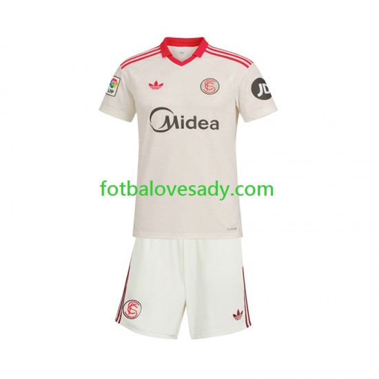 Sevilla FC Retro Děti Fotbalový dres Domácí 2025-2026 Krátký rukáv
