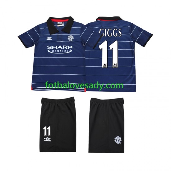 Manchester United Retro GIGGS 11 1999 2000 Děti Fotbalový dres Venkovní Krátký rukáv