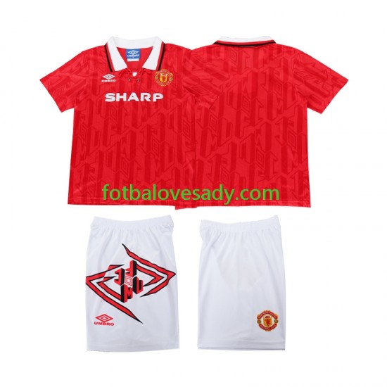 Manchester United Retro 1993 1994 Děti Fotbalový dres Domácí Krátký rukáv