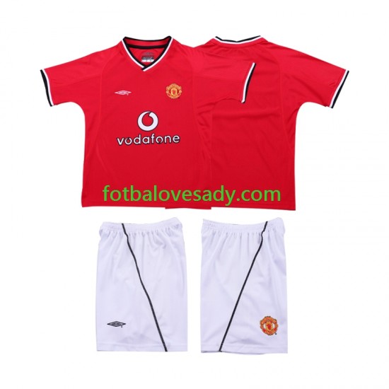 Manchester United Retro 2000 2002 Děti Fotbalový dres Domácí Krátký rukáv