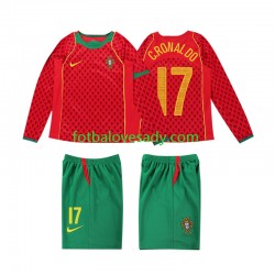 Portugalsko Retro Cristiano Ronaldo 17 2004 Děti Fotbalový dres Domácí Dlouhý rukáv
