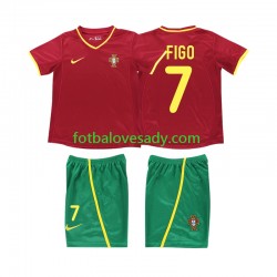 Portugalsko Retro FIGO 7 2002 Děti Fotbalový dres Domácí Krátký rukáv