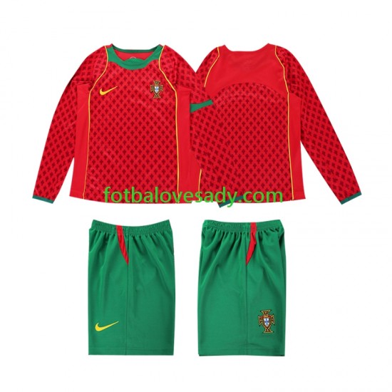 Portugalsko Retro 2004 Děti Fotbalový dres Domácí Dlouhý rukáv