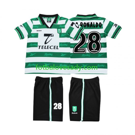 Sporting CP Retro Cristiano Ronaldo 28 1999 2000 Děti Fotbalový dres Domácí Krátký rukáv