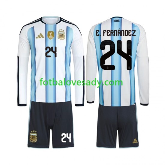 Argentina Enzo Fernandez 24 Děti Fotbalový dres Domácí Mistrovství světa 2026 Dlouhý rukáv