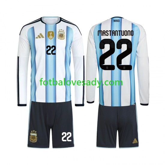 Argentina Franco Mastantuono 22 Děti Fotbalový dres Domácí Mistrovství světa 2026 Dlouhý rukáv