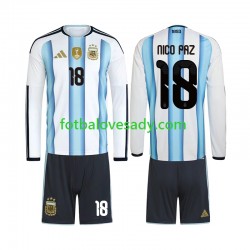 Argentina Nico Paz 18 Děti Fotbalový dres Domácí Mistrovství světa 2026 Dlouhý rukáv