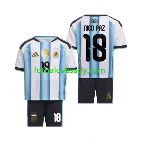 Argentina Nico Paz 18 Děti Fotbalový dres Domácí Mistrovství světa 2026 Krátký rukáv