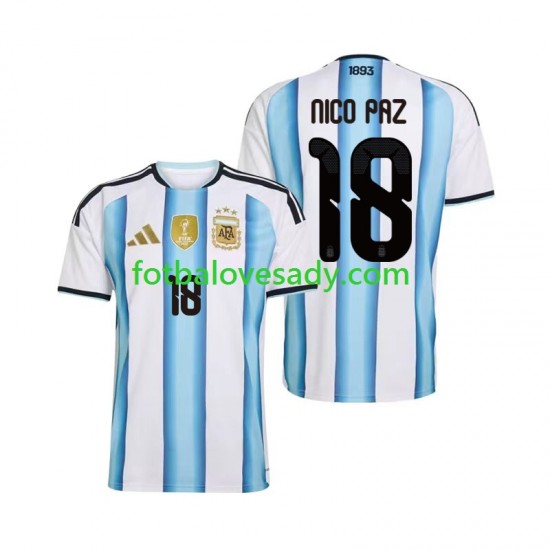 Argentina Nico Paz 18 Muži Fotbalový dres Domácí Mistrovství světa 2026 Krátký rukáv