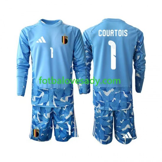 Belgie Brankář Thibaut Courtois 1 Děti Fotbalový dres Domácí Mistrovství světa 2026 Dlouhý rukáv