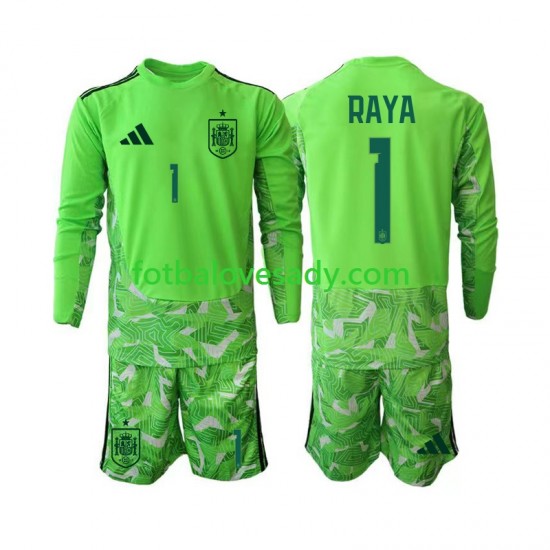 Španělsko Brankář David Raya 1 6th Green color Děti Fotbalový dres Mistrovství světa 2026 Dlouhý rukáv