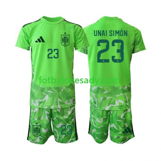 Španělsko Brankář Unai Simon 23 6th Green color Děti Fotbalový dres Mistrovství světa 2026 Krátký rukáv